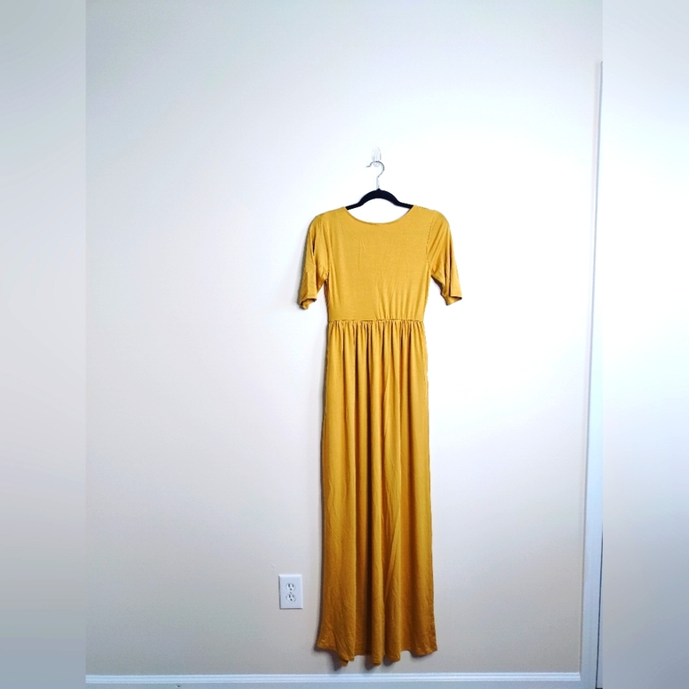 Zenana Mustard Gold Maxi Dress | Flowy Casual Dress w/ Pockets | S - Picture 2 of 3